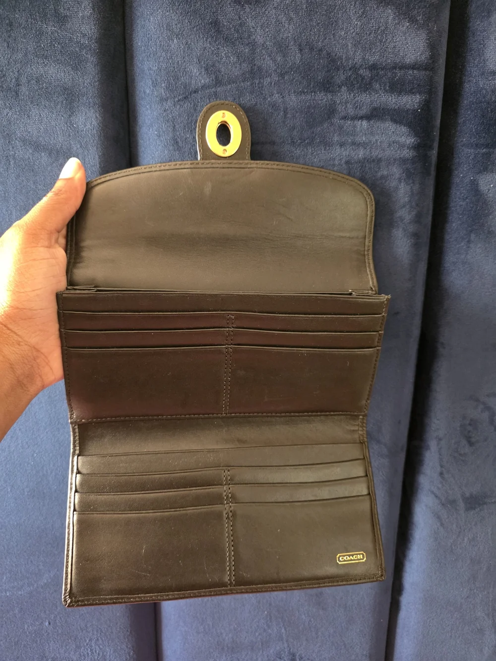 Coach Brown Signature Canvas Turnlock Wallet